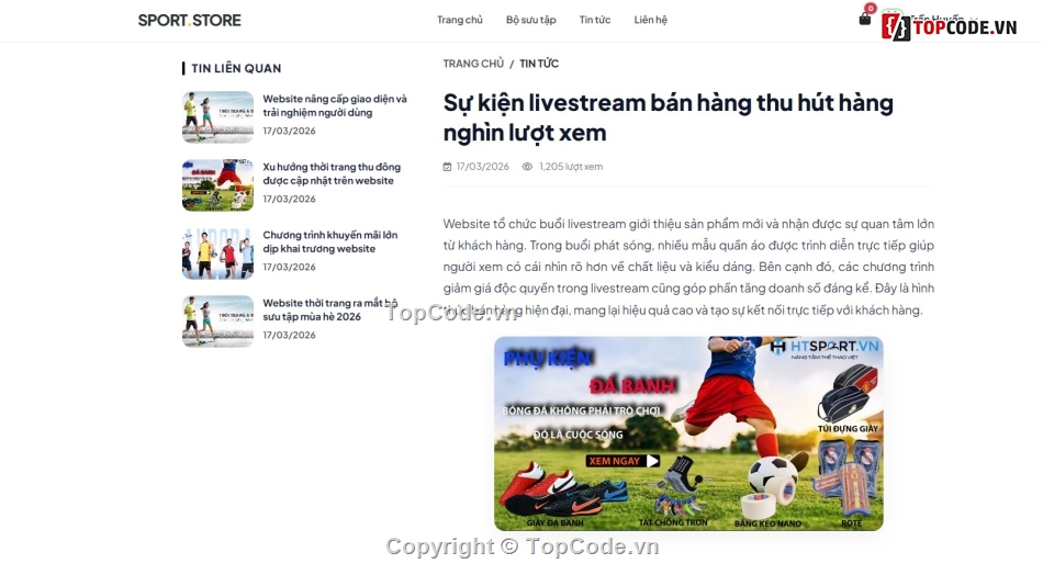 Website bán đồ thể thao,thể thao,mới nhất